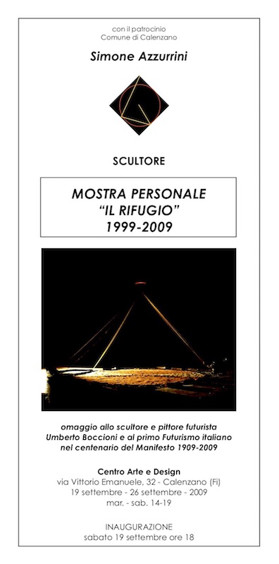 Locandina PRIMA MOSTRA PERSONALE “IL RIFUGIO” 1999-2009
